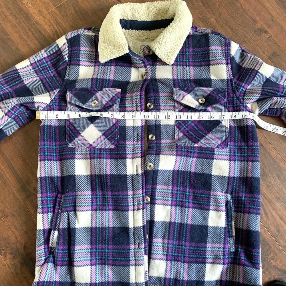 Soho Threads Plush Plaid Shirt Jacket Shacket SZ- Small - Picture 6 of 12
